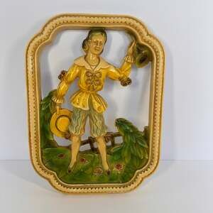 Vintage Empire 3D Wall Art Victorian Courting‎ Couple Plaques Made In Italy
